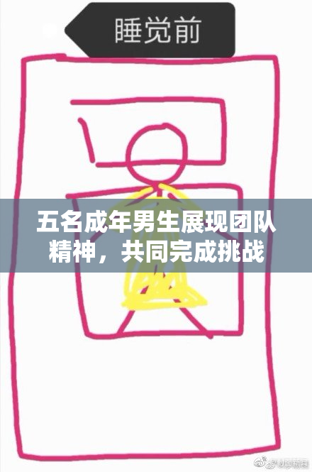 五名成年男生展现团队精神，共同完成挑战