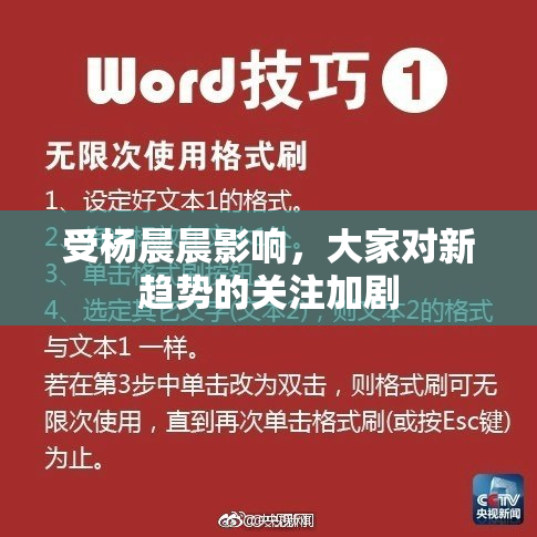 受杨晨晨影响，大家对新趋势的关注加剧