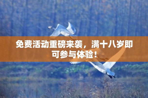 免费活动重磅来袭，满十八岁即可参与体验！