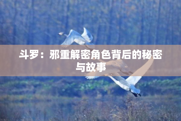 斗罗：邪重解密角色背后的秘密与故事