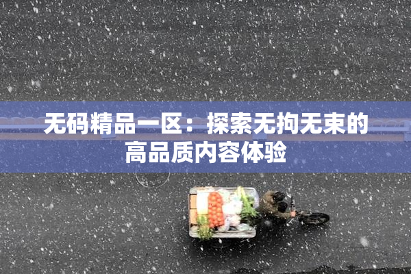 无码精品一区：探索无拘无束的高品质内容体验