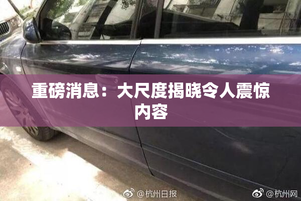 重磅消息：大尺度揭晓令人震惊内容
