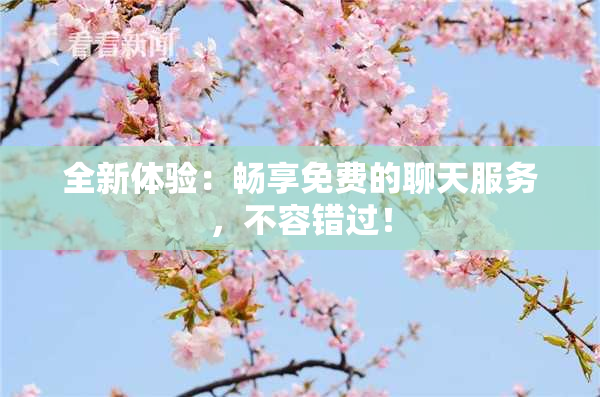 全新体验：畅享免费的聊天服务，不容错过！