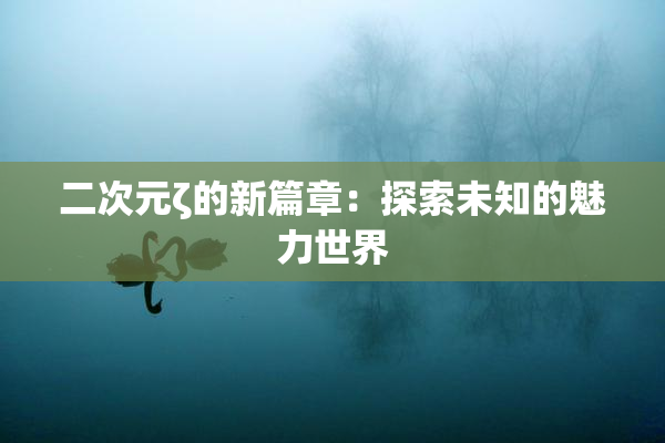二次元ζ的新篇章：探索未知的魅力世界