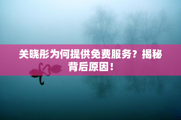 关晓彤为何提供免费服务？揭秘背后原因！