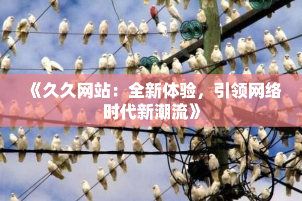 《久久网站：全新体验，引领网络时代新潮流》