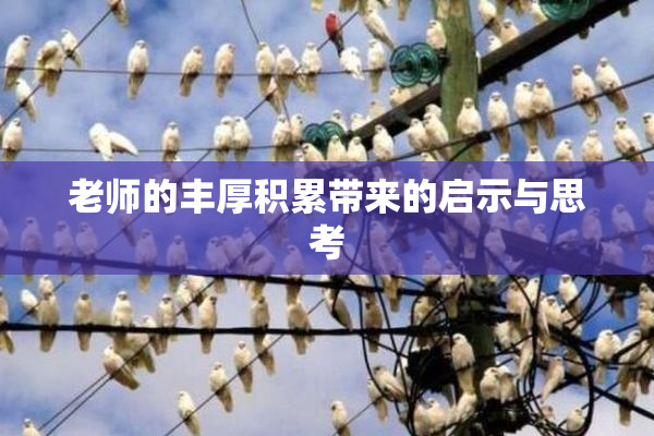 老师的丰厚积累带来的启示与思考