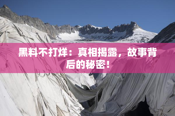 黑料不打烊：真相揭露，故事背后的秘密！