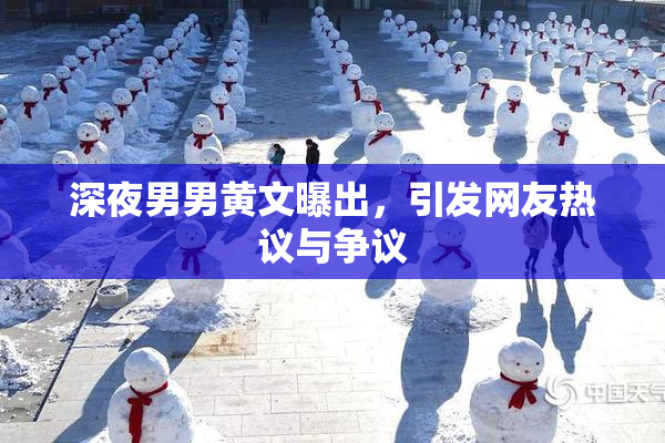 深夜男男黄文曝出，引发网友热议与争议