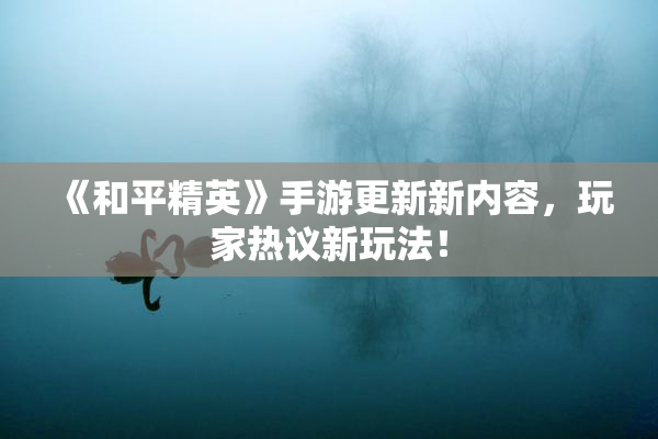 《和平精英》手游更新新内容，玩家热议新玩法！