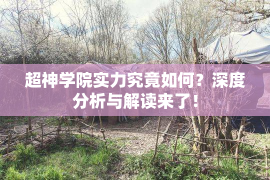 超神学院实力究竟如何？深度分析与解读来了！