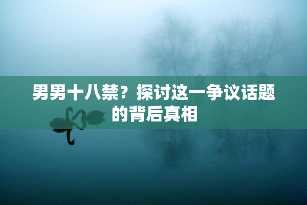 男男十八禁？探讨这一争议话题的背后真相